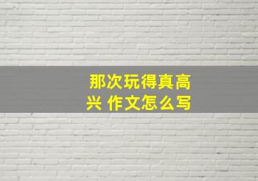 那次玩得真高兴 作文怎么写